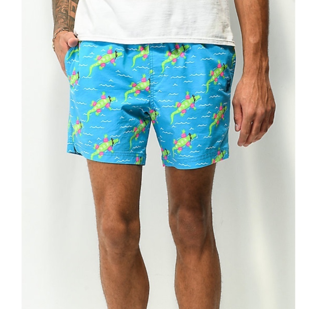 Party Pants Men’s Neon Lazy River Swim Trunks Board Shorts size small
